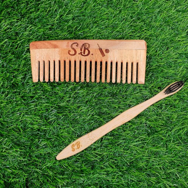 Elevate your daily essentials with a personal touch! 🌿 Custom engraved bamboo comb and toothbrush for a sustainable and stylish start to your day. #EcoFriendlyLiving #PersonalizedCare #SustainableStyle #TheTypoStore